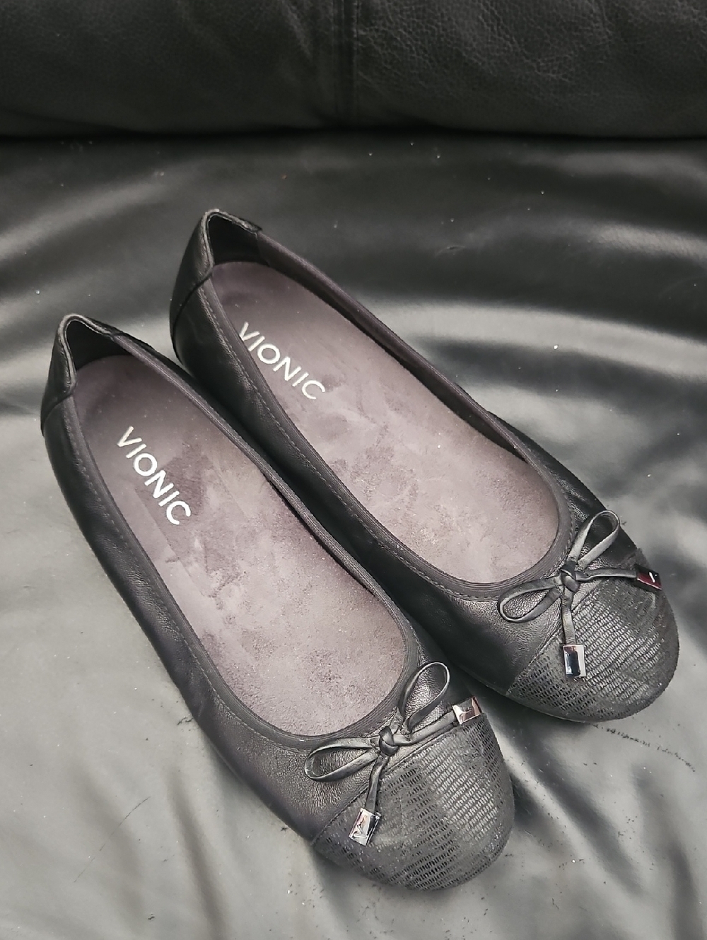 Vionic Women's Minna Bow Ballet Flat Size 6.5 US Black